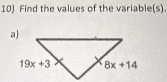 Find the values of the variable(s).