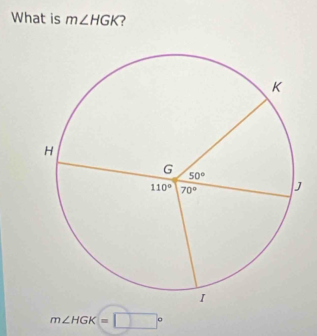 What is m∠ HGK ?
m∠ HGK=□°