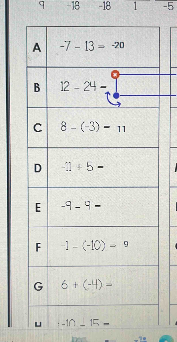 18 -18 1 -5