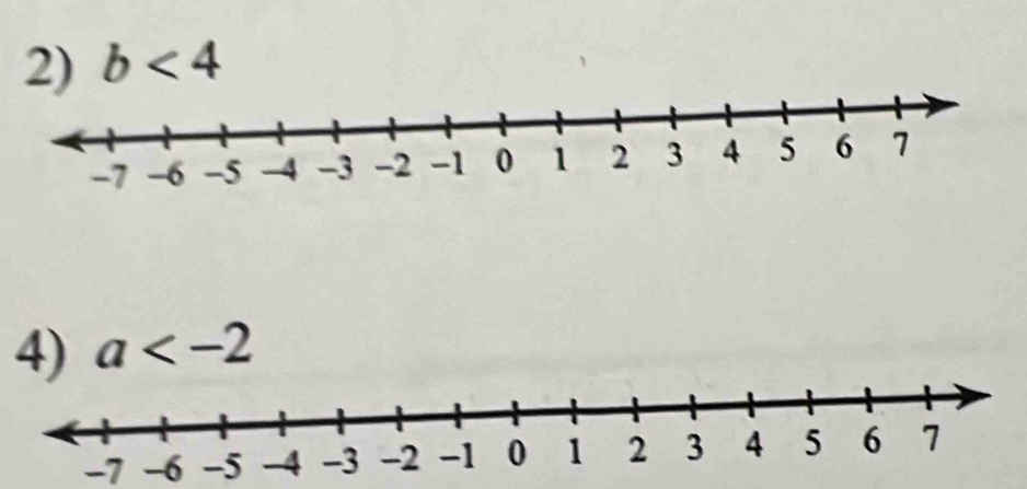 b<4</tex> 
4) a
-7 -6