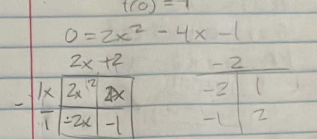 t(0)=-1
0=2x^2-4x-1
2x+2 - 2