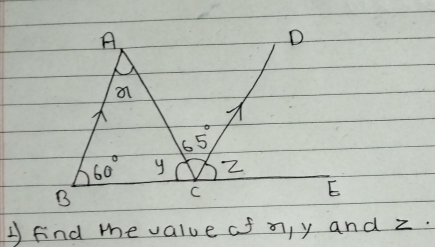 A find mevalue of m, y and z.