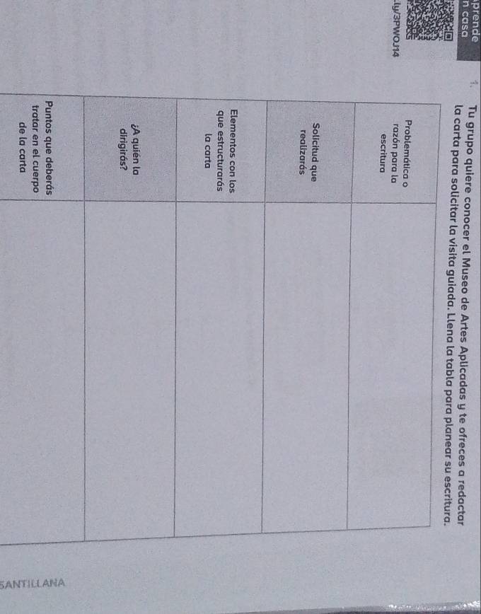 prende 
n casa Tu grupo quiere conocer el Museo de Artes Aplicadas y te ofreces a redactar 
la carta p 
.ly/3PWOJ14 
de la carta 
=