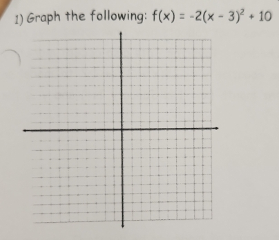 Graph the following: f(x)=-2(x-3)^2+10