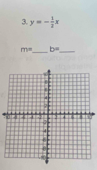 y=- 1/2 x
_
m= b= _