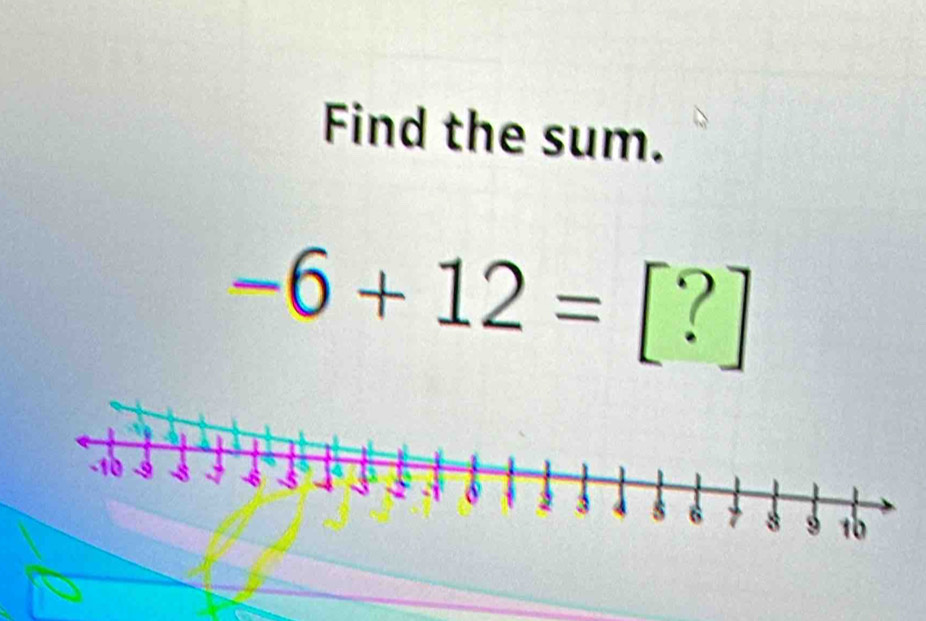 Find the sum.
-6+12=[?]