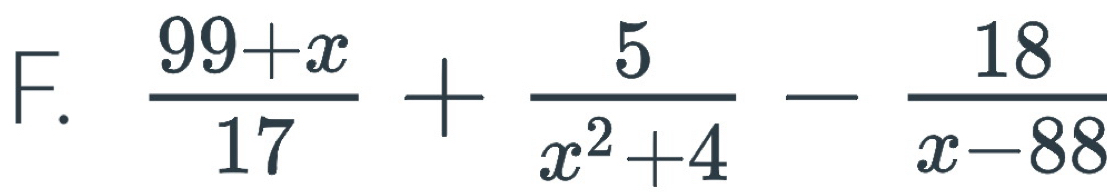  (99+x)/17 + 5/x^2+4 - 18/x-88 