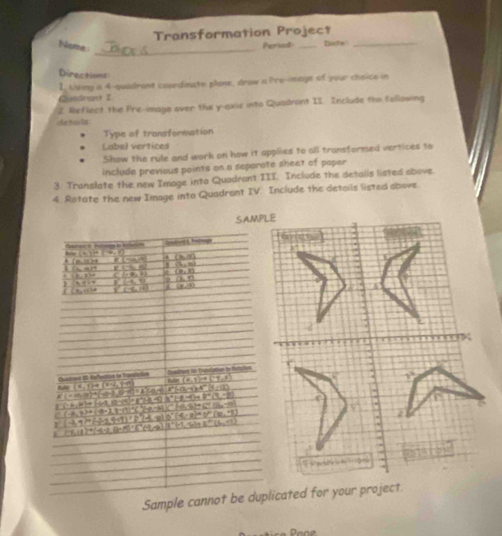 Solved: Transformation Project _ Nome Period _Ejonthen _ Directions 1 ...