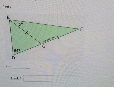 Find x:
_
X=
-3,-2= 1/2 
Blank 1:□