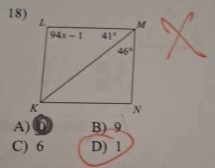 A)⑥ B) 9
C) 6 D) 1