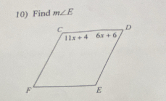 Find m∠ E