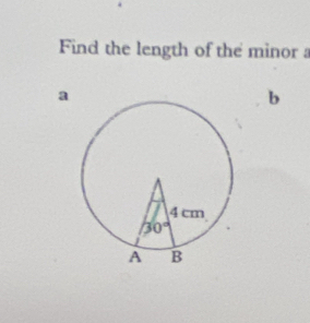 Find the length of the minor a
a
b