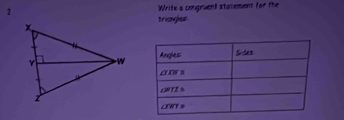 Write a congruent statement for the
Briangles