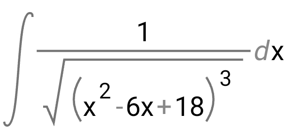 ∈t frac 1sqrt((x^2-6x+18)^3)dx