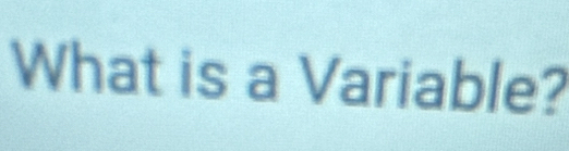 What is a Variable?