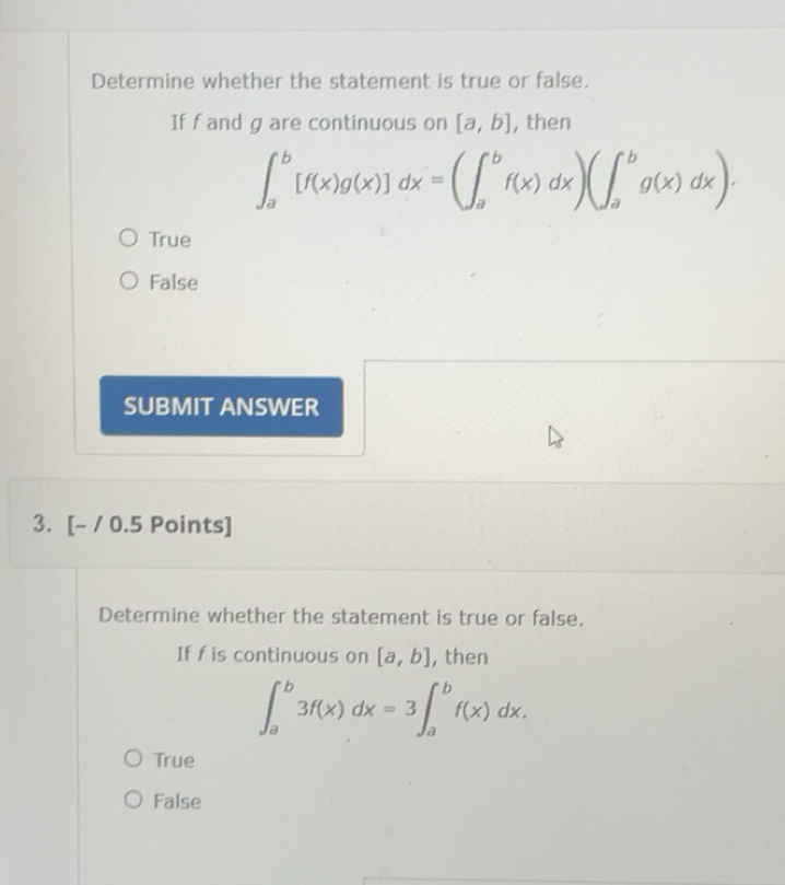 Solved: Determine whether the statement is true or false. If f and g ...