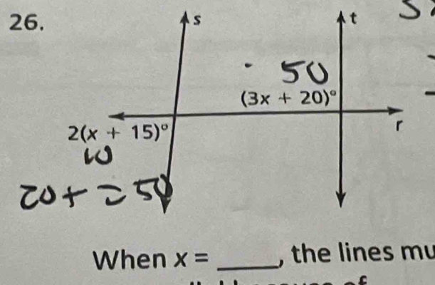 When x= _, the lines mu