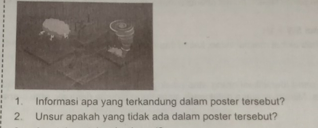 Informasi apa yang terkandung dalam poster tersebut? 
2. Unsur apakah yang tidak ada dalam poster tersebut?