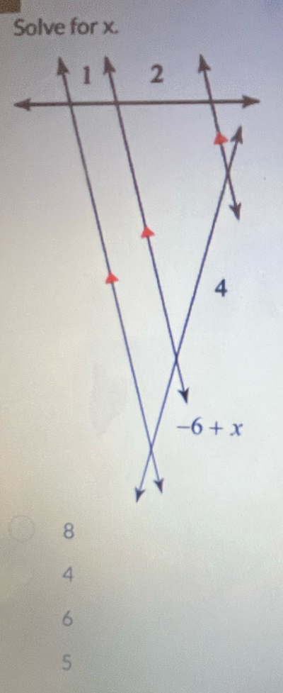 Solve for x.
4
6
5