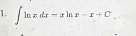 ∈t ln xdx=xln x-x+C..