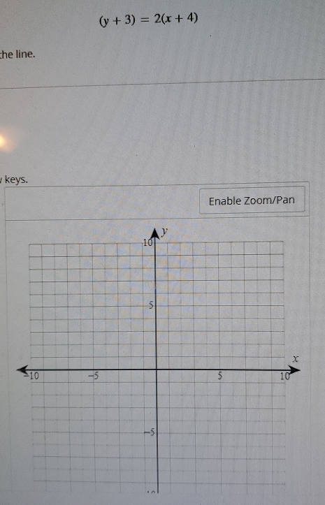 (y+3)=2(x+4)
the line. 
keys. 
Enable Zoom/Pan