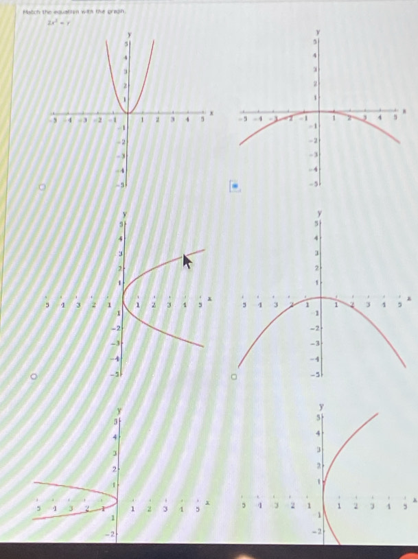 Match the equation with the graph.
2x^2=y

x