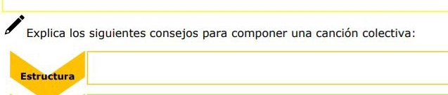 Explica los siguientes consejos para componer una canción colectiva: 
Estructura