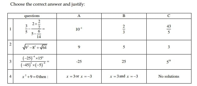 Choose the correct answer and justify: