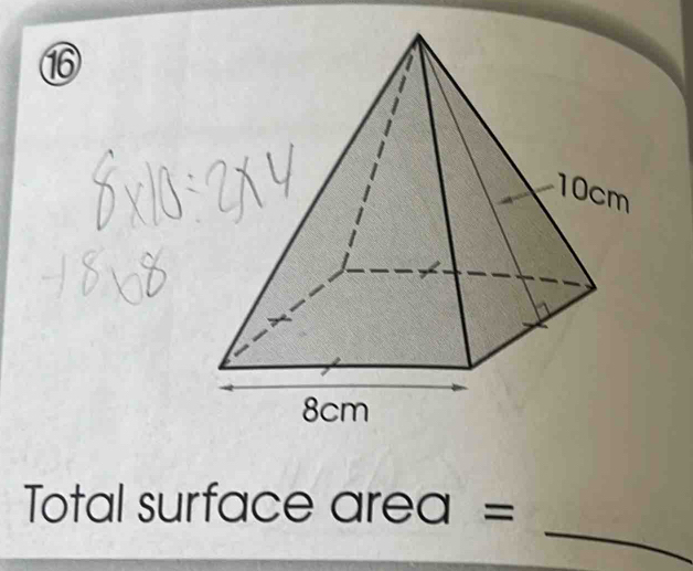 ⑯ 
_ 
Total surface area =