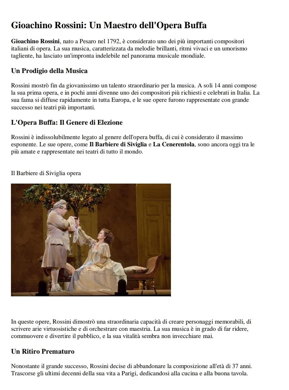 Risolto:Gioachino Rossini: Un Maestro dell'Opera Buffa Gioachino ...