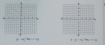 y=log _2(2x-1)-4 12) y=log _2(4x-8)