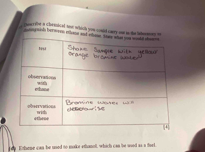 Solved: Describe a chemical test which you could carry out in the ...