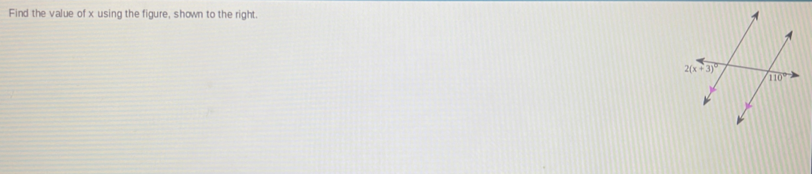 Find the value of x using the figure, shown to the right.