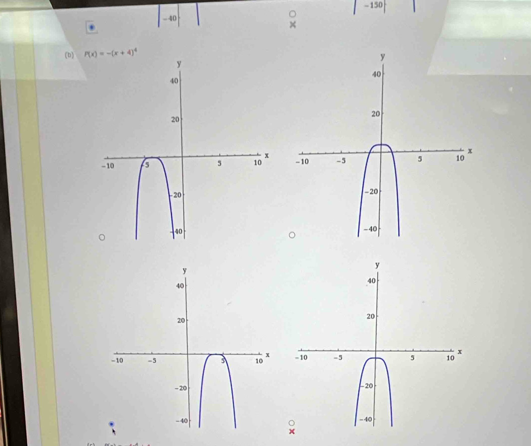 - 150
- 40
(b) P(x)=-(x+4)^4