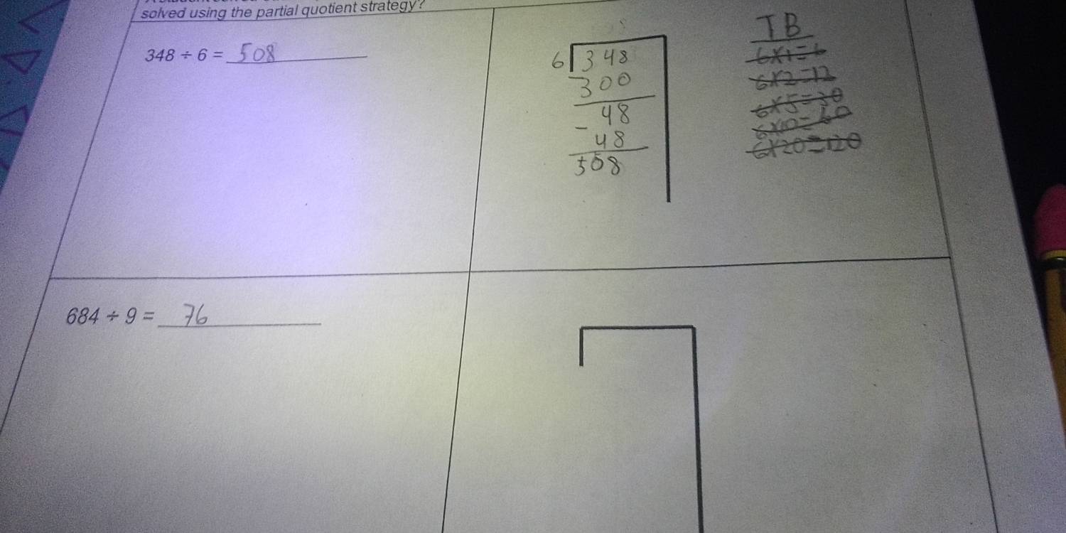 solved using the partial quotient strategy ?