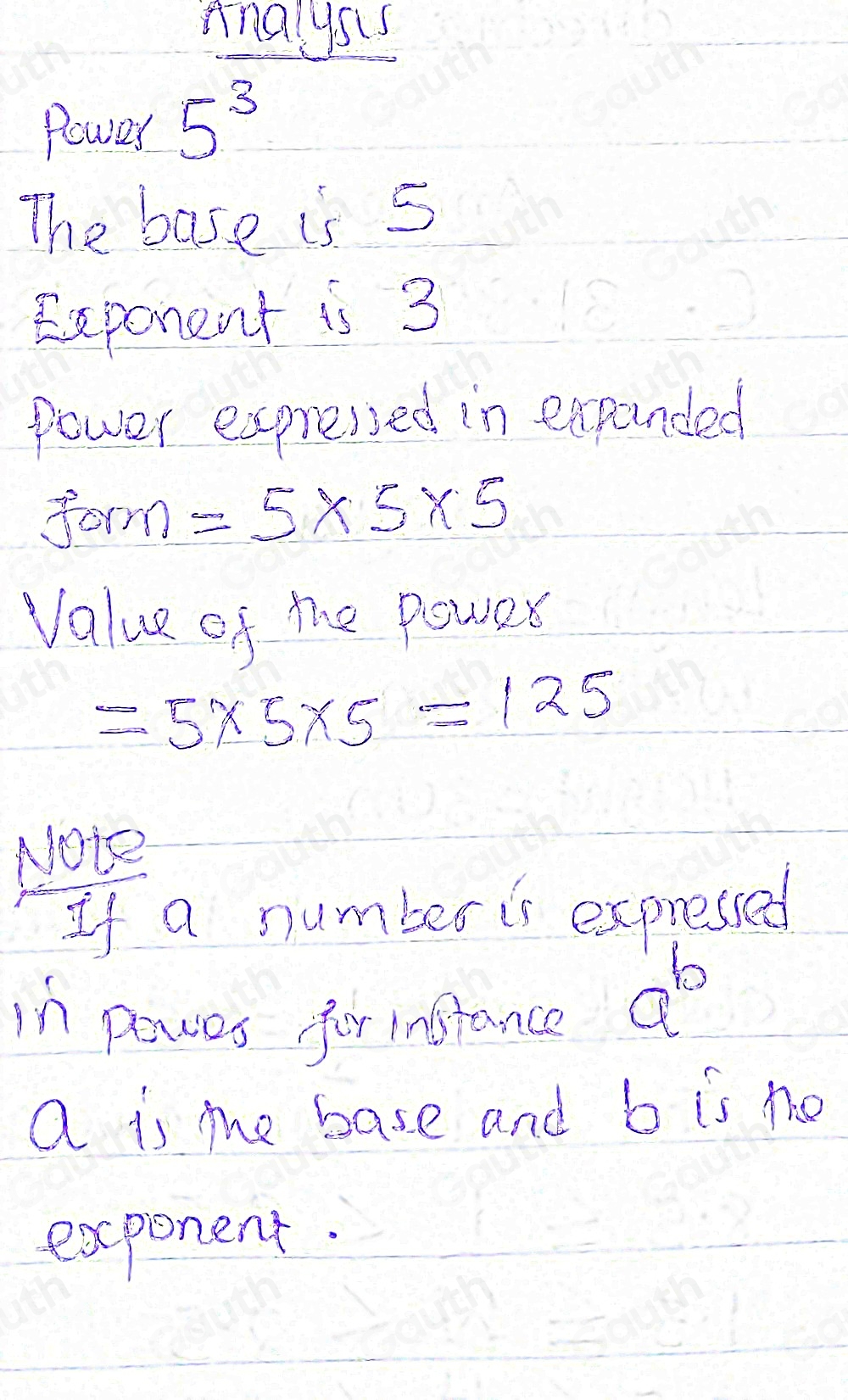 Solved: Examine the power 5^3. What is the base? 5 What is the exponent ...