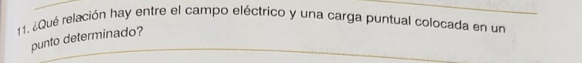 ¿Qué relación hay entre el campo eléctrico y una carga puntual colocada en un 
punto determinado?