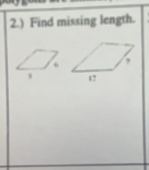 2.) Find missing length.