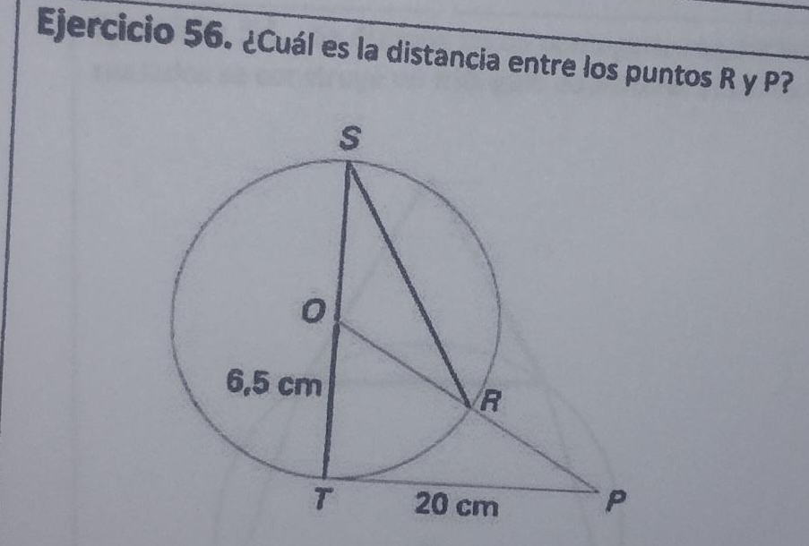 ¿Cuál es la distancia entre los puntos R y P?