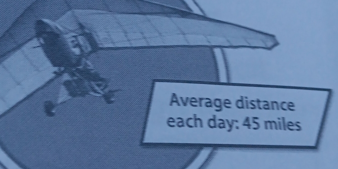 Average distance 
each day : 45 miles