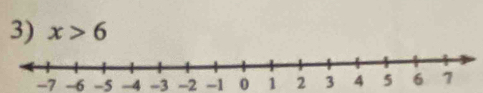 x>6
-7 -6 -5 -4 -3 -2 -1 0 1 2