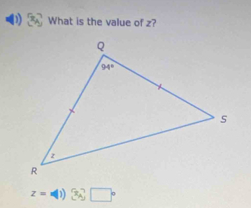 What is the value of z?
z=w()) x_A □°