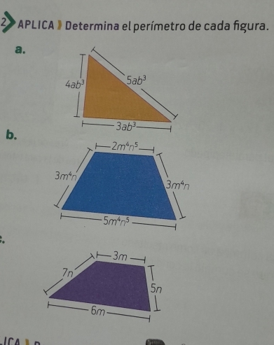 2» APLICA 》 Determina el perímetro de cada figura.
a.
b.