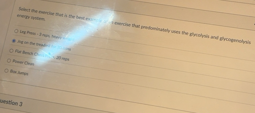 Solved: energy system. Select the exercise that is the best example or ...