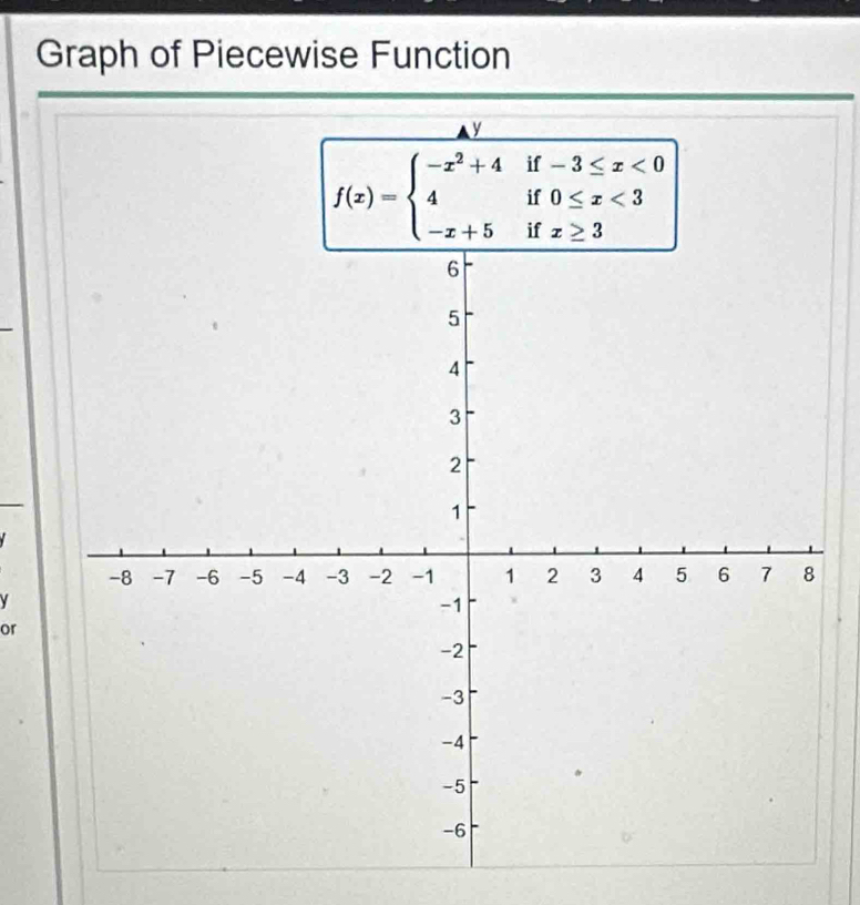 Graph of Piecewise Function
or