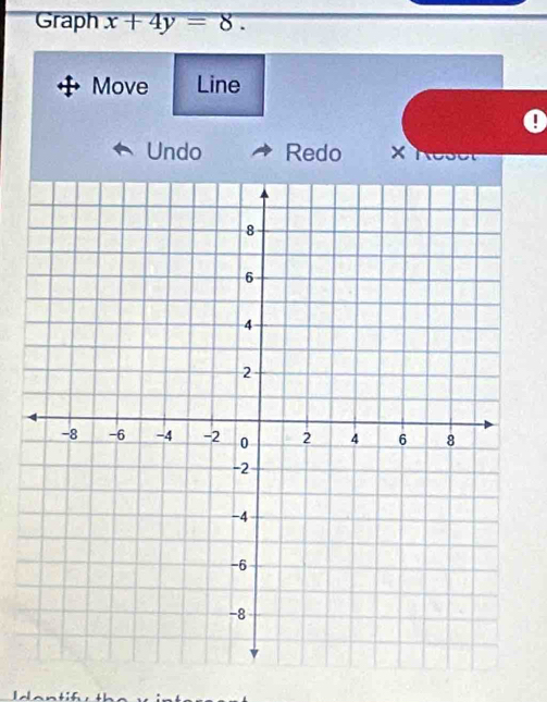 Graph x+4y=8. 
Move Line 
Undo Redo ×