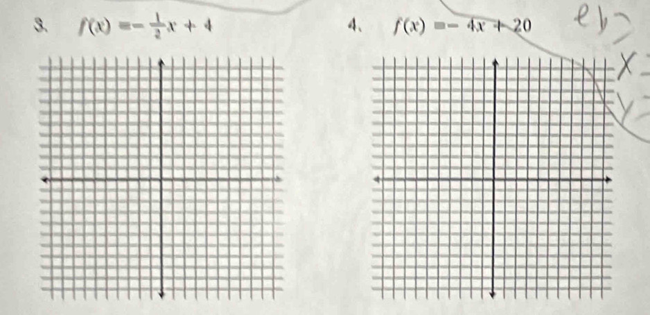 f(x)=- 1/2 x+4 4、 f(x)=-4x+20