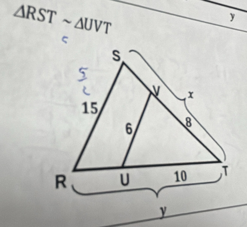 △ RSTsim △ UVT
y