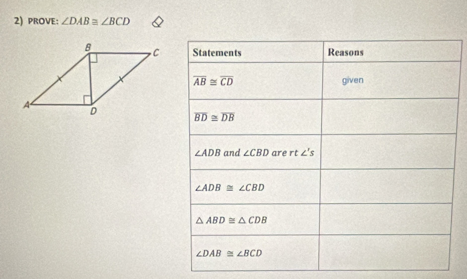 PROVE: ∠ DAB≌ ∠ BCD