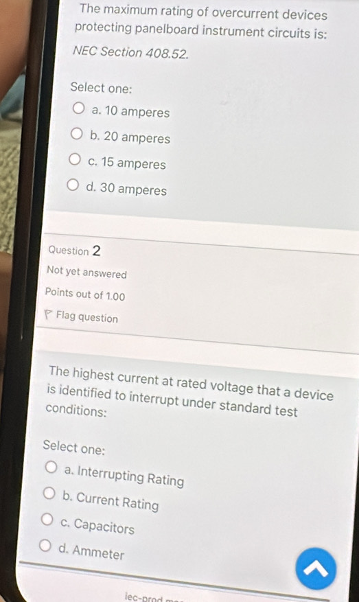 Solved: The maximum rating of overcurrent devices protecting panelboard ...